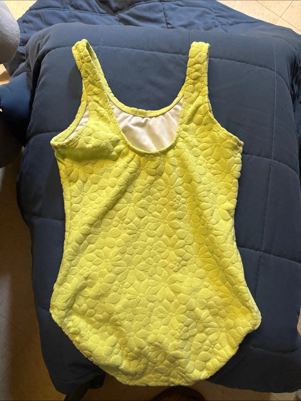 Old Navy Yellow Floral Textured Kids One-Piece Bodysuit